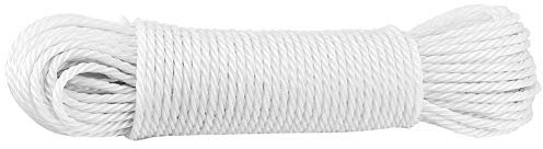 Jadeshay Corda di Nylon - Corda da 20 m Corda da bucato Stendibiancheria da Giardino di Ricambio da Esterno, 4 Colori(Bianca)