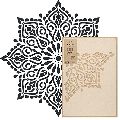 NAKLEO Mandala Large Painting Stencil Diameter 105 cm, Hindu Square Mandala Geometric Ornament, Reusable Plastic Template DIY Art and Craft, Wall Floor Wood Fabric Furniture
