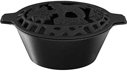 FireBeauty Woodstove Steamer Stove Humidifier Cast Iron Lattice Top Rust Resistant 2.3 Quart Capacity (wolf)