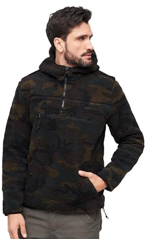 Brandit Teddyfleece Worker Pullover, Farbe: Woodland, Größe: M