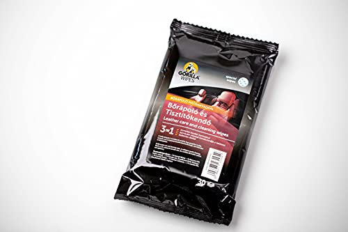 GORILLA - 1 Sachet de Lingettes Nettoyantes - Lingettes pour Entretien Voiture - Nettoyant pour Cuir - 1 Sachet de 30 Lingettes Nettoyantes