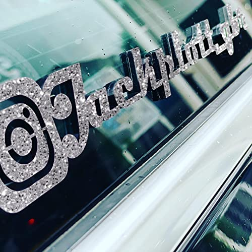 !!NEU!! Dein individueller 3D Instagram Name aus Acryl, 2er Set für Fahrzeuge, PCs, Boote, Motorräder usw. (Glitzer Silber)