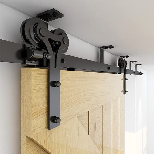 CCJH 6.6FT/203 cm Binario per porta scorrevole Staffa per montaggio a soffitto Kit binario per porta scorrevole Sistema per porte con rulli e gancio per binario a forma di Y per Porta Singola