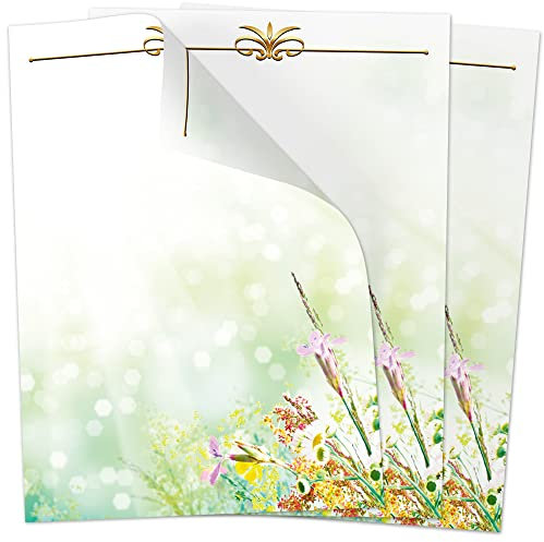 50 Blatt Briefpapier (A4) | Gräser Frühling | Motivpapier | edles Design Papier | beidseitig bedruckt | Osternpapier Motiv Ostern | 90 g/m²