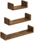 SONGMICS Étagère Murale Suspendue, Lot de 3, Décoration Salon, Longueur 30/45/60 cm, Tablette Flottante, Capacité de Charge 10 kg, Salon, Bureau, Salle de Bain, Cuisine, Marron Rustique LWS066T01