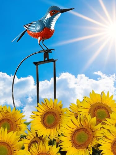 POMMERNTRAUM ® | carillón de viento | balancín de pájaros | péndulo de jardín | conector de jardín | decoración de jardín | arte de jardín | metal | pájaro pescador