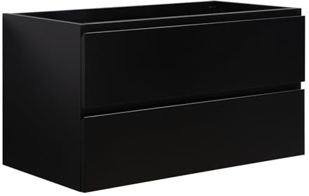 Badplaats B.V. Waschbeckenunterschrank Angela 90cm - Matt Schwarz - Unterschrank Badmöbelset