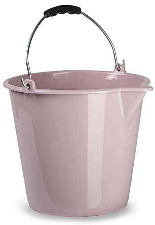 CABLEPELADO Cubo plástico, Cubo de Limpieza, Cubo domestico, Cubo para jardín, Cubo de Limpieza, Cubo de fregona, 25 cm Alto x 31 cm diámetro Superior, Capacidad 9 litros, Asa de Agarre, Rosa