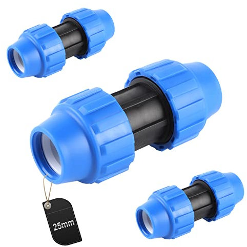 SWAWIS Raccordo per Tubo PE 25 mm, Raccordo in Plastica PP Raccordo a Vite per Sistemi di Approvvigionamento Idrico e Irrigazione, 3 Pezzi