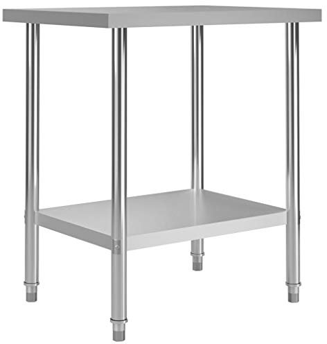 ANGYANG Küchen-Arbeitstisch, Grilltisch Outdoor, Outdoorküche Schrank, Grill Beistelltisch, Küchenwerkbank, 80 x 60 x 85 cm Edelstahl