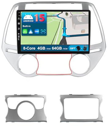 BXLIYER - [6G+128G] - Android 14 Radio de coche para Hyundai I20 (2012-2014) - Inalámbrico Carplay + Android Auto - Cámara LED & MIC - DSP DAB Volante WiFi 360-CAM Fast-Boot AHD - IPS 9 Pulgadas 2 Din