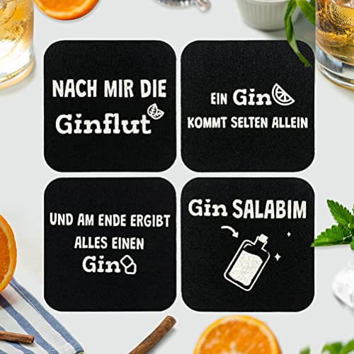 Untersetzer Gin Set, Glasuntersetzer Filz Gin Untersetzer mit Lustig Sprüchen für Wein Getränke Gläser Glas, Tisch Untersetzerset für Ginfans Ginliebhaber Gintrinker Geburtstag Weihnachten Geschenke