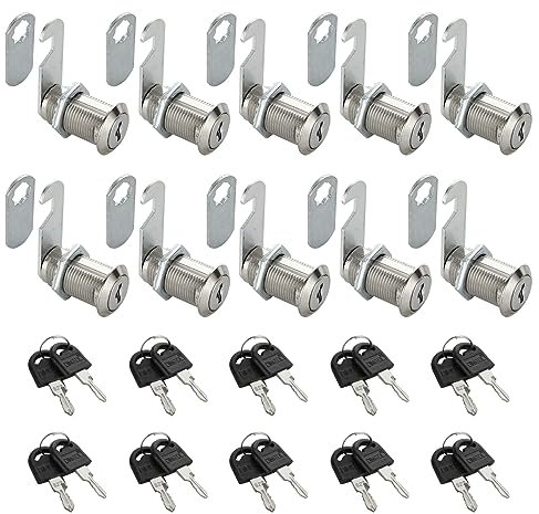SENENQU Lot de 10 Serrures Boîte aux Lettres 30mm Serrure Armoire Metallique, Barillet Boite aux Lettres en Alliage de Zinc avec 20 Clés pour Tiroir, Armoire, Placard, Boîte aux Lettres