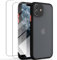 KIOMY Black Case for Phone 11 with 2pcs HD Tempered Glass Screen Protectors, Translucent Matte Protection Cover with Soft Edge, Hard PC and TPU