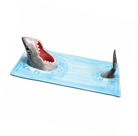 LOGEA 33cm Sushiplatte Lustiger Sushi-Behälter in Haifischform Teller aus Keramik Frühstückstablett Sushi-Platte Geeignet für Fließband-Sushi und japanische Restaurants,A
