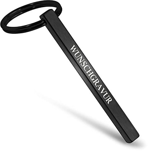 Mister Boncuk® Cubikey Schlüsselanhänger mit Gravur - Personalisierter Schlüsselanhänger aus Edelstahl - Personalisierte Geschenke für Männer und Frauen (Schwarz matt gebürstet)