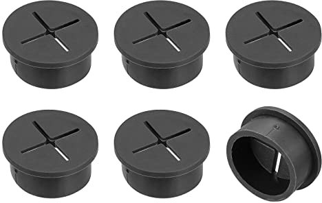 sourcing map 6 Stück Kabeldurchführung 25mm/1 Gummi Arbeitsplatz Kabel Draht Schnur Öse Kabelschutz für Büro Computer Arbeitsplatz Draht Veranstalter Schwarz