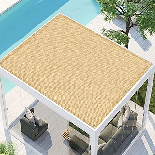 Vela De Sombra Rectangular 2.5 x 3.8 m Prueba de rasgaduras Viento Toldo Vela Parasol Tela de Sombra con Ataduras de Cables Cuerda para Jardines Balcones Piscinas, Amarillo Arena