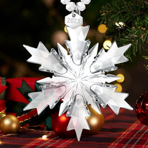 2023 Annual Limited Edition Ornament Kristall Schneeflocke Weihnachtsbaum Hängender Anhänger für geliebte Menschen (Klar 2023)
