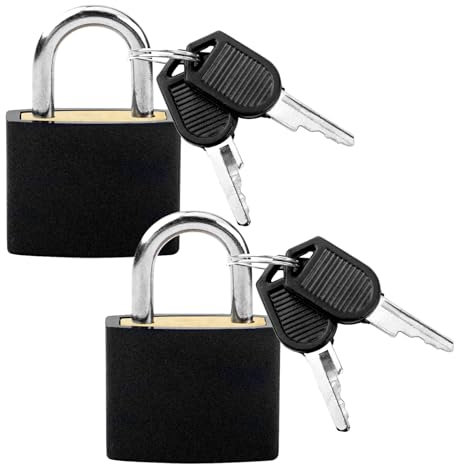 Serrature per valigie con chiavi, 2 piccoli lucchetti per bagagli con chiavi, serratura da viaggio per viaggi, scuola, palestra, borsa per bagagli (nero)