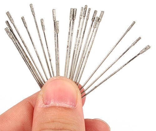 Forets Lapidaires, 20PCS 1mm Forets Lapidaires Revêtus de Diamant Forets Solides Aiguille pour Bijoux Agate