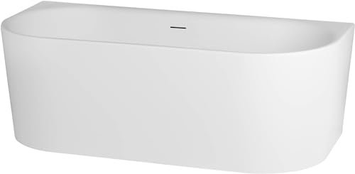 Ben Vico Badewanne - Glänzend Weiß - 155x80 cm - mit Badablauf/Überlauf -schlitz - Eckbadewanne - Acryl
