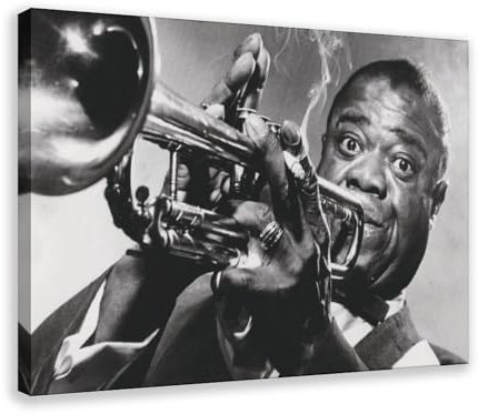 THEGIS Jazz-Musiker Louis Armstrong Leinwand-Poster, Wandkunst, Dekor, Bild, Gemälde für Wohnzimmer, Schlafzimmer, Dekoration, Rahmen-Stil, 60 x 90 cm