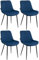 CLP 4er Set Esszimmerstühle Victoria I Polsterstühle Mit Samt-Bezug I Mit Bodenschonern, Farbe:blau