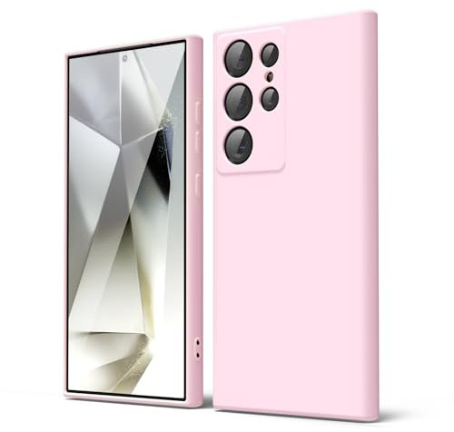 oakxco für Samsung Galaxy S24 Ultra Hülle Silikon Case mit Kameraschutz, Ultra Dünn Bunt Handyhülle Mädchen, Einfarbig Handy Hülle Slim Schutzhülle, Matt TPU Weich Gummi Silikonhülle Bumper, Rosa