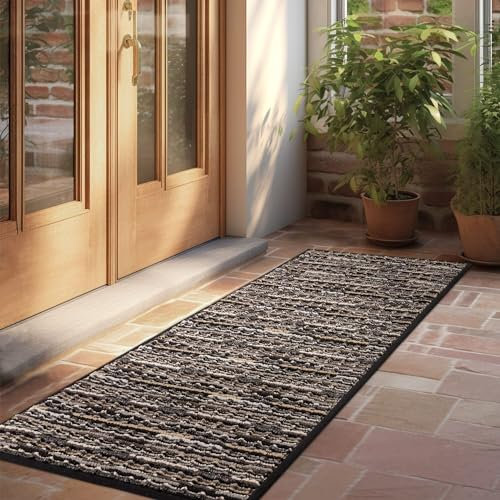 Biscpro Fußmatte 50x120cm Schmutzfangmatte Innen,rutschfeste Waschbar Fussmatte,Sauberlaufmatte Teppich für Eingangsbereich,Haustür,Patio,Flur,Garten