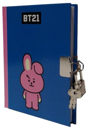Kalender kompatibel mit Schule Tagebuch BT21 Blau Rosa Kaninchen mit Vorhängeschloss 15 x 11 cm Sonderausgabe