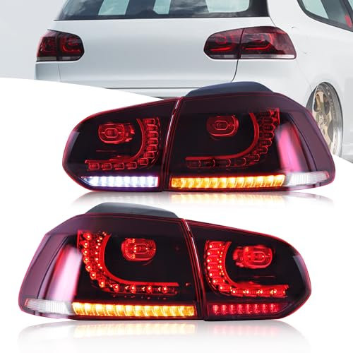 VLAND Rückleuchten Kompatibel für Golf 6 Golf MK6 TSI GTI GTD R 2008-2013 [Nicht für Cabrio], Mit E-Prüfzeichen,1 Satz (Rot & Klar)