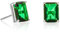 namana Simples Boucles d'Oreilles Vertes en Taille Emeraude en Argent Sterling 925, Boucles d'Oreilles Argent pour Femme et Jeune Filles avec des Pierres Rectangles Vert Emeraude