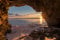 VLIES Fototapete-STRAND-(4396Pr)-400x260 cm-Foto-Kunst Grotte See Meer Steg Brücke Dünen Klippen Baum Fluss Wald Natur Landschaft Panorama