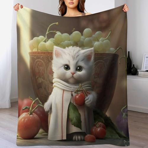 süße Katze Anime-Charaktere Decke Decke Flannel Sofadecke Strandtuch Teppich Picknickdecke Weich & Plüsch Umhang Für Schlafzimmer, Alle Jahreszeiten（180×200cm）