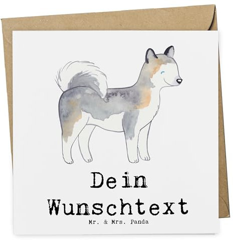 Mr. & Mrs. Panda Personalisierte Deluxe Karte Siberian Husky Lebensretter - Geschenke, Grußkarte Selbst Gestalten, Geschenk, Geburtstagskarte, Grußkarten Personalisiert, Hochzeitskarte