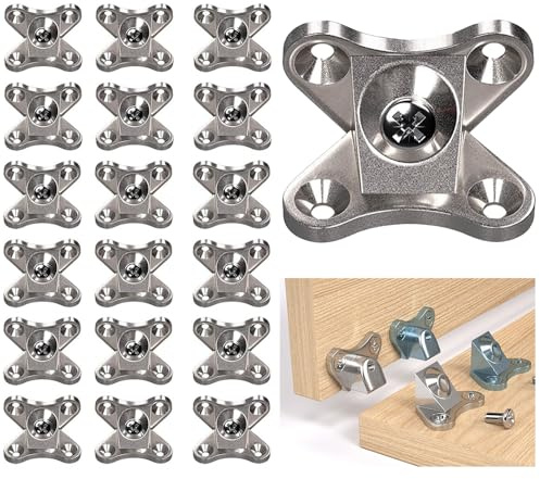 Abnehmbare Kombination Schmetterling Eckcode, Zinklegierung L-Form Support Connector Brackets, 90-Grad-Eckregale Montage-Hardware, robuste Eckwinkel für Holzmöbel Regal (18 Stück)