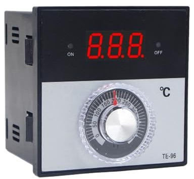 KWWEWEB Perilla de 96x96mm CA 220V 380 24V 0-300 400 1200 Grados KJ PT100 Tipo relé termostato Digital Pantalla Controlador de Temperatura(J 0-300 Degree,220V)