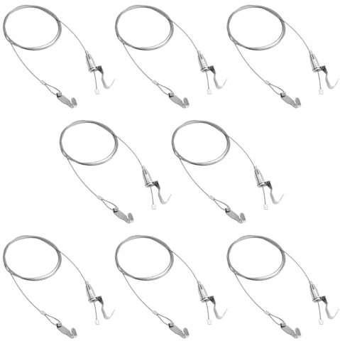 UFURMATE Photo Kit de fil suspendu avec crochets 8Pcs réglable en acier inoxydable cintre câble métallique Heavy Duty Professional Art Picture Display Kit(1.5M, petit crochet)
