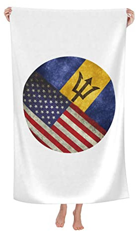 Strandtücher Retro Amerika Und Barbados Flagge Sandfest Handtuch Pflegeleicht Duschtuch Saugfähig Badetuch Für Schwimmen Sport Reisen 80x130cm