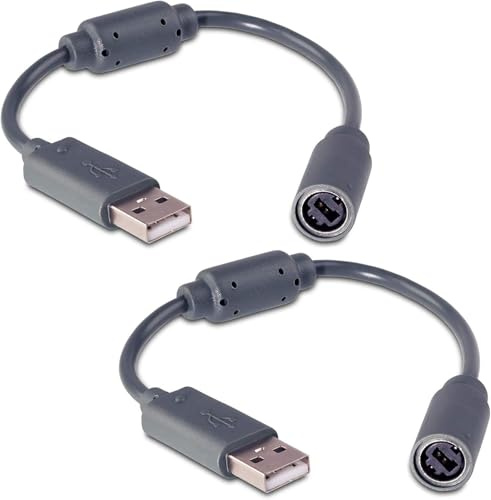 Gamer Gear 2 Pack Wired Controller Breakaway Cable for Xbox 360 - Xbox compatible USB Adapter - Replacement USB Cable Prevent Accidental Damage - Grey Breakaway Cable for Xbox Works with PC Games