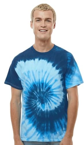 TICTEX T-shirt unisexe Batik | T-shirt colorée pour femme et homme | Chemise Tie-Dye | Vêtements hippies pour femme et homme & vêtements batik | Chemise néon en coton S M L XL XXL 3XL 4XL 5XL, Bleu