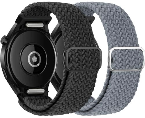 Braided Galaxy Watch 7/6/5/4/FE Strap 40mm 44mm,One Click No Gap for Samsung Galaxy Watch 4/6 Classic Straps 47mm 43mm 46mm 42mm/5 pro 45mm Women/men,Stretchy Elastic Fabric Nylon Sport Loop ArmBand