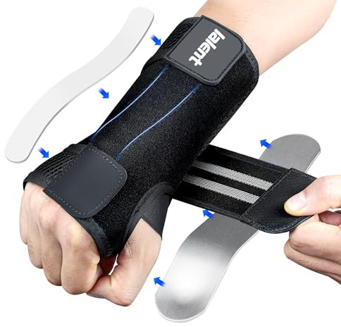 Lalent Carpal Tunnel Wrist Support Brace with Metal Splint Stabilizer Wrist Splint for Men and Women Hand Support for Arthritis Tendonitis, Sprains, Pain Relief RSI, Sports Protect (Right Hand, L/XL)
