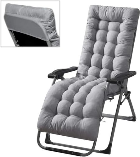 Gaxcent Bequeme Liegenauflage,Deckchair & Sonnenliegen 170x50x8cm Dicke Polsterung Gartenliege Auflage Liegestuhl Polster für Campingbett, Sonnenliege, Gartenliege,Grau