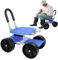 yoakaiax Gartenwagen Rollarbeitssitz mit Rollen, Rollbarer Gartenarbeitssitz mit Rollen, Höhenverstellbarer Gartenhocker zum Bepflanzen, 360-Grad-Drehsitz, Lenkgriff & Werkzeugablage, Blau