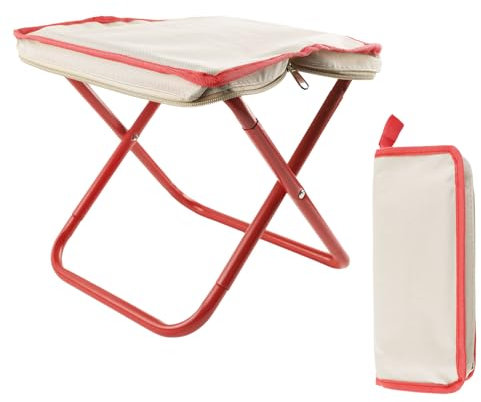 BTIUGYI Camping Hocker 28.5CM, Tragbarer Klapphocker mit Aufbewahrungsbeutel, Fußhocker Outdoor, Mini-Klapphocker, Leicht Sitz Falthocker für Wandern, Garten, Angeln, Grillen, Strand (Rot)