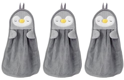Lbvzxkad 3X Handtuch für AufhäNgen, SaugfäHiges Baby-Handtuch, Niedliche Pinguin-Ente, Hautfreundlich, Weich, für Kinder,