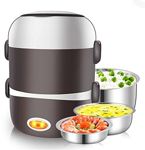 Electric Lunch Box Three layers Stainless Steel Heating Rice Office Worker Plug In Electric Heating Thermal Insulation Lunch Box