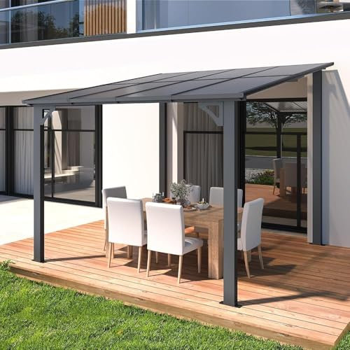 YODOLLA Pergola Aluminium 3 x 3 m – Pergola Jardin Exterieur - Toit Incliné pour Ombre - Résistant aux UV & Intempéries - Noir